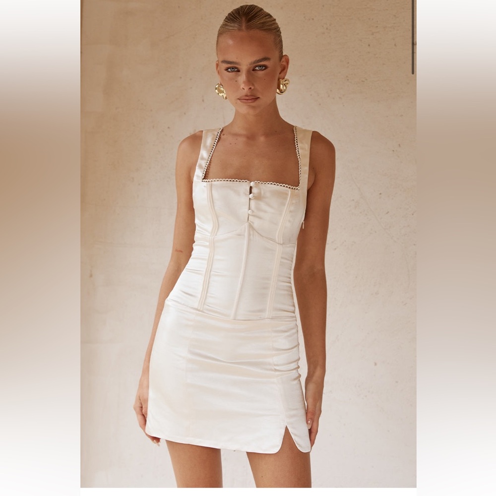 White Satin Mini Corset Dress